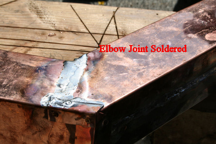 soldered copper downspout elbow