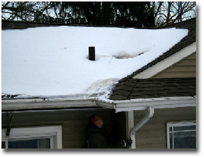 roof ice dam caused by simple bathroom exhaust