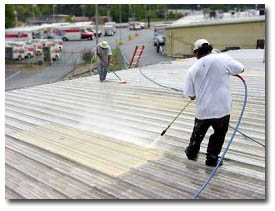 commercial roof rehab power washing